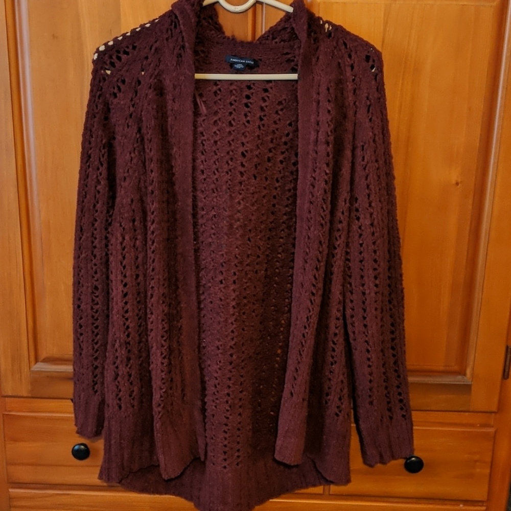 American Eagle hooded cozy cardigan sweater